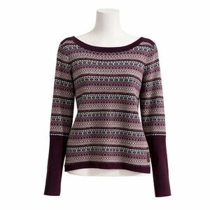 Size S Roots Fair Isle Jacquard Purple Light Sweater Cardigan